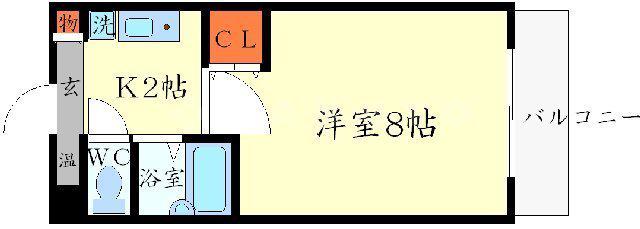 北大阪急行南北線 緑地公園駅 徒歩12分 5階建 築29年(1K/5階)の間取り写真