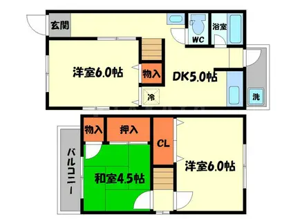 京阪電気鉄道京阪線 古川橋駅 徒歩19分 2階建 築57年(3DK)の間取り写真