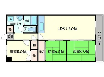 守口ニューハイツ(3LDK/4階)の間取り写真