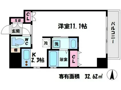 アバンティ桜宮(1K/6階)の間取り写真