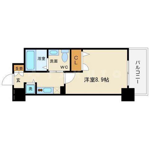 レスデンス京橋スクエア(1K/9階)の間取り写真