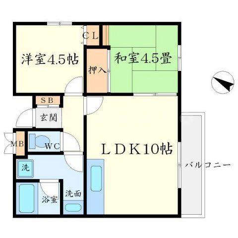 KLコート桃山台(2LDK/3階)の間取り写真