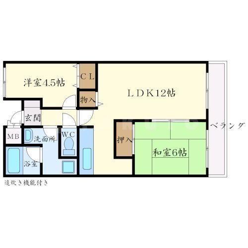 KLコート桃山台(2LDK/4階)の間取り写真