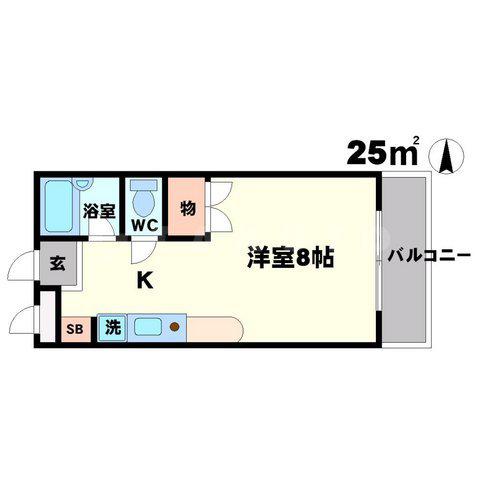GRAN PINO 春日(ワンルーム/5階)の間取り写真