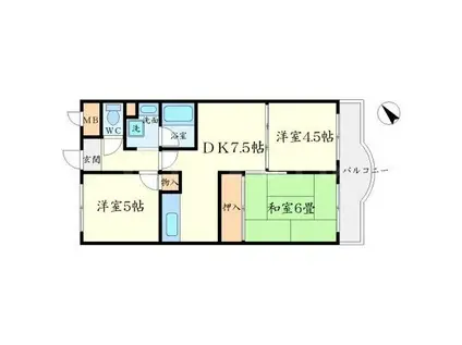 ハイムスーベニール東豊中(3DK/2階)の間取り写真