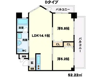 PHOENIX緑地公園(2LDK/1階)の間取り写真