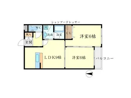 デイグラン桃山台(2LDK/3階)の間取り写真