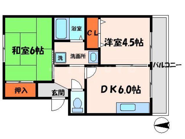 アクアアトラスⅢ(2DK/3階)の間取り写真