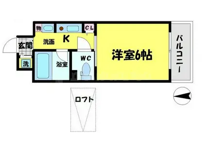 エステムコート大阪城前・OBPリバーフロント(1K/4階)の間取り写真