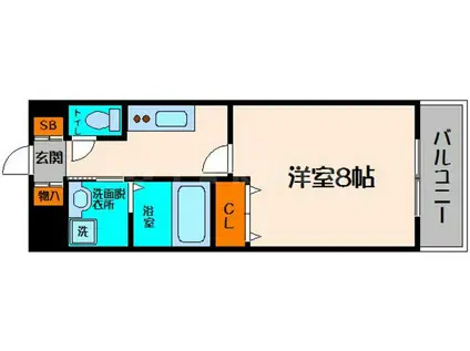 ジュネス太子橋(1K/4階)の間取り写真