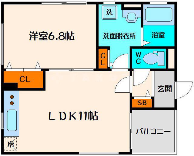 クリエオーレ諸口Ⅰ(1LDK/2階)の間取り写真