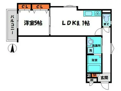 クリエオーレ今市(1LDK/1階)の間取り写真