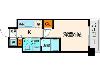 エスリード京橋ノースプレイス(1K/6階)の間取り写真