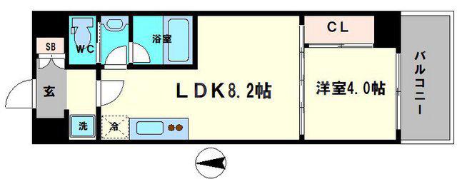 ブエナビスタ桜ノ宮イースト(1LDK/7階)の間取り写真