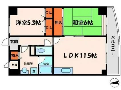 ベルフォーレ(2LDK/6階)の間取り写真