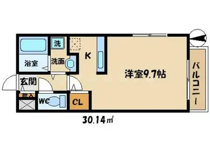 グローフラール(ワンルーム/2階)の間取り写真