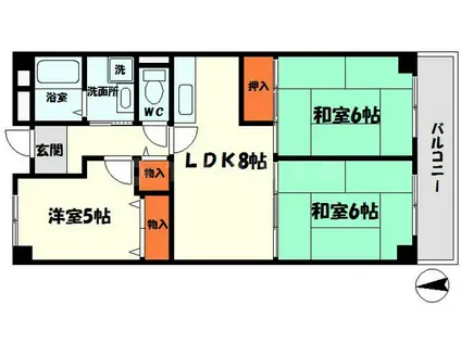 コートロイヤル(3DK/2階)の間取り写真