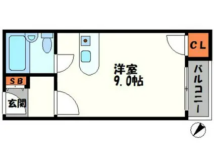 ラフォーレJ(ワンルーム/2階)の間取り写真