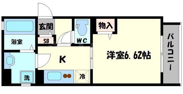 カーサヴィター門真市栄町(1K/2階)の間取り写真