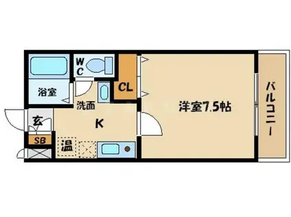 エトワール高殿(1K/2階)の間取り写真