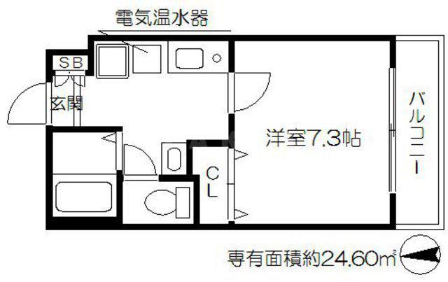エトワール高殿(1K/1階)の間取り写真