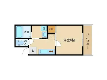 ハイグレード中宮(1K/2階)の間取り写真