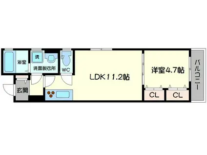 クリエオーレ本町(1LDK/1階)の間取り写真