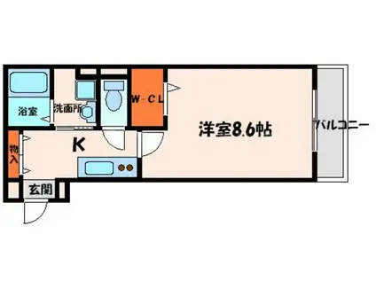 ラ・フォンテ萱島(1K/2階)の間取り写真