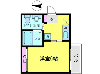 ウインズコート清水(1K/1階)の間取り写真