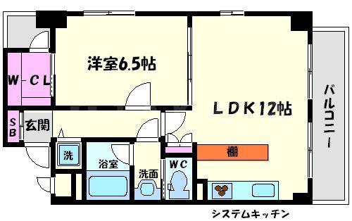 駅前敷島ビル(1LDK/9階)の間取り写真