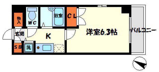 駅前敷島ビル(1K/4階)の間取り写真
