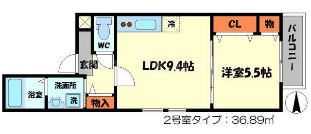 フジパレス守口2番館(1LDK/3階)の間取り写真