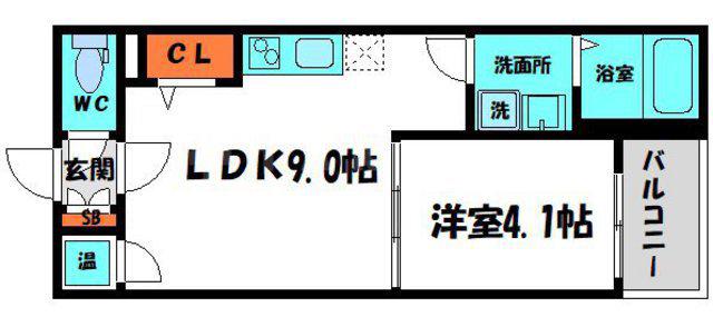 BELLハイツ守口(1LDK/2階)の間取り写真