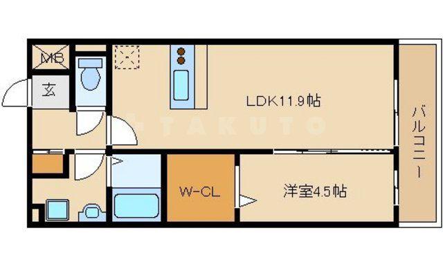 ヴァンベール森小路(1LDK/3階)の間取り写真