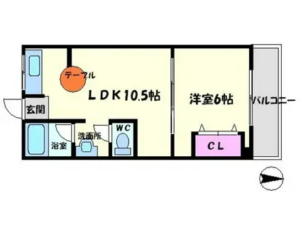 ヴィクトリー(1LDK/2階)の間取り写真