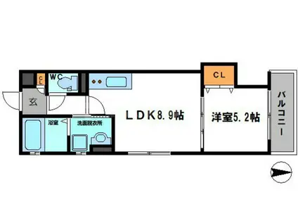 セレニティ八雲北町(1LDK/1階)の間取り写真