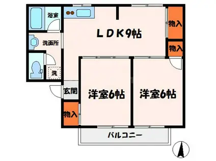 K・メゾンシャルマン(2LDK/1階)の間取り写真