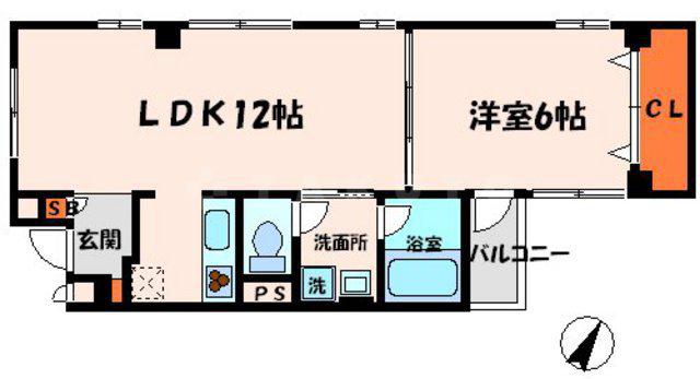 広崎マンション(1LDK/2階)の間取り写真