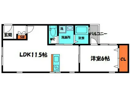 広崎マンション(1LDK/2階)の間取り写真