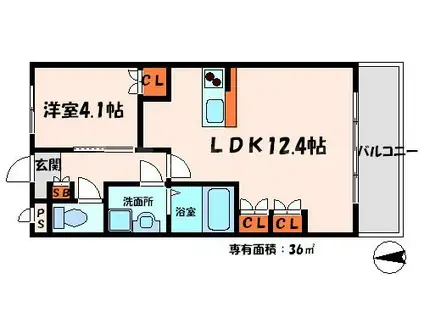 ガーデニングヒルズ門真南(1LDK/4階)の間取り写真