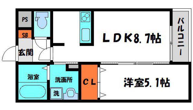 フリーディオ門真4(1LDK/1階)の間取り写真