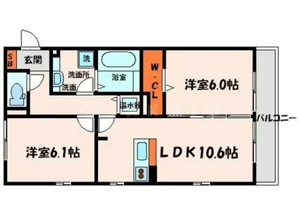 レバータ北通(2LDK/2階)の間取り写真