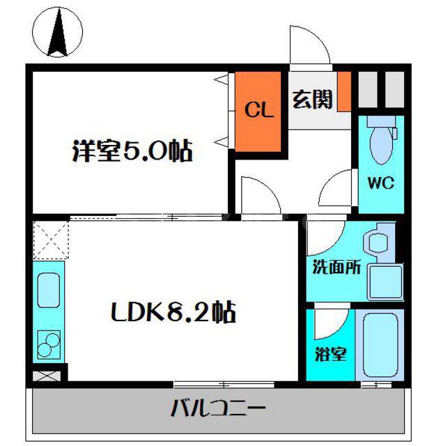 KTIレジデンス萱島(1LDK/2階)の間取り写真