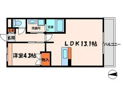 ブルーバード(1LDK/1階)の間取り写真