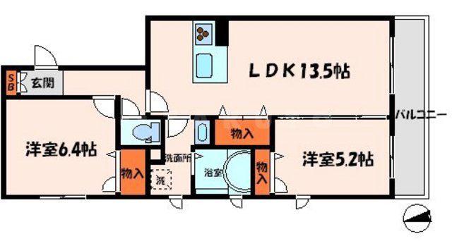 ベルシャーメゾン(2LDK/2階)の間取り写真