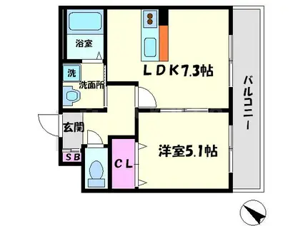 シェーンヴェレ(1DK/2階)の間取り写真