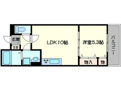 クリエオーレ三ツ島Ⅱ(1LDK/1階)の間取り写真