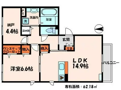 ヴェスタ東光(1SLDK/3階)の間取り写真