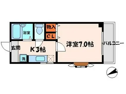 ハイエストキャッスルマンション(1K/2階)の間取り写真