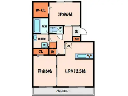 ラ ファミーユ(2LDK/2階)の間取り写真